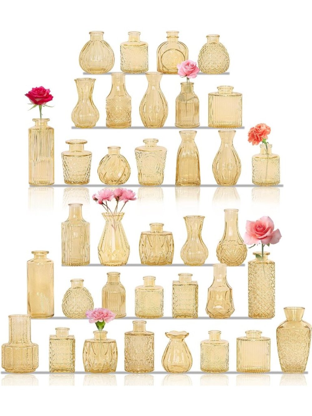 36 Set Of Vintage Glass Bottles Champagne Bud Vases Small Flower Vases Home Dec